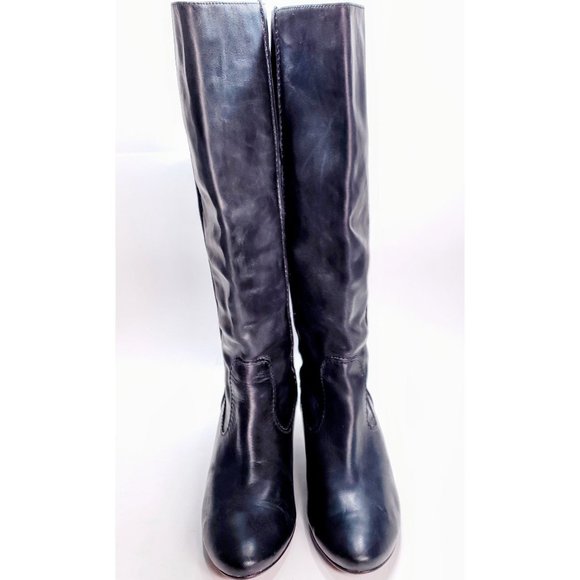 FRYE Steffi Back Zip Knee High Riding Boot Distressed Charcoal Grey Leather Sz 9 - Picture 7 of 12